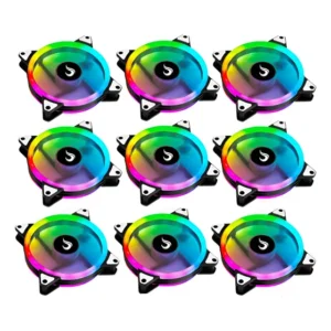 Kit 9 Fan Ventoinha Cooler Rise Mode Argb Energy C/ Controle