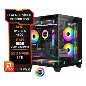 Pc Gamer Setup Ninja Kratos V, Radeon Rx 6600 8gb, Amd Ryzen 5 4500, 16gb Ddr4, Ssd M.2 1tb