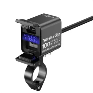 Carregador Bidirecional De Moto Celular Bateria 12v Usb-c Preto 12v