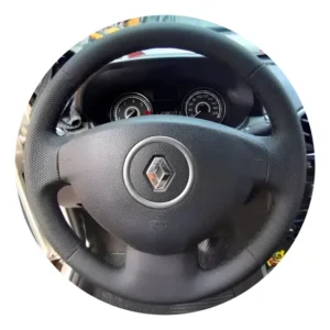 Capa De Volante Costurada Renault Sandero Logan Clio Premium Preto