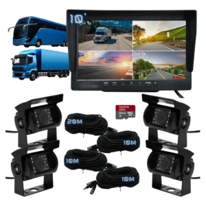 Kit Tela 10' Dvr Grava 4 Câmera 12/24v Ônibus Hd Universal