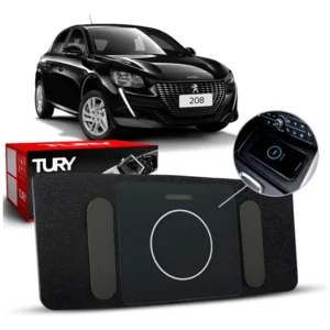 Carregador Automotivo Por Indução Peugeot 208 2021 Até 2024 Preto