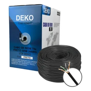 Cabo De Rede Cftv Cat5e Preto 305m 24wag Utp 4 Pares Deko