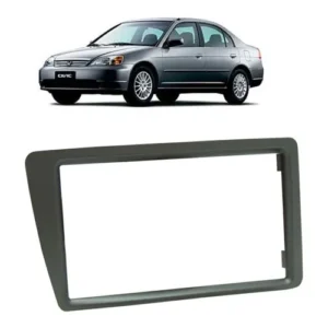 Moldura 2 Din Painel Honda Civic 2001 Ate 2006 Preta