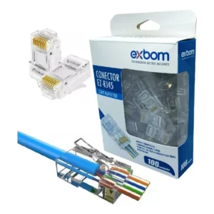 Conector Rj45 Macho Cat5e Comp. Cat6 Cabo Rede Vazado 100un
