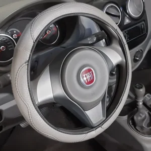 Capa De Volante Em Couro Ecológico P/ Gol Siena Fiesta Cinza E Preto