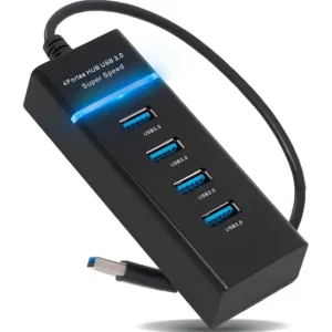 Hub cabo extensor USB 3.0 highspeed com 4 PORTAS HD preto adaptador EXBOM