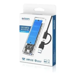 Case Externo Exbom Para SSD M.2 NVMe Transparente USB 3.1 Type-C 10Gbps