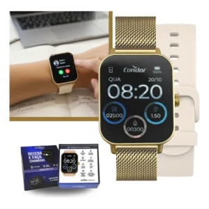 Smartwatch Condor Fitness Monitor Cardíaco Resistente Água Dourado