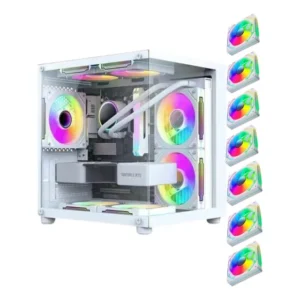 Gabinete Pc Gamer Aquário Branco Com 7 Fans Rgb - Gb1797 Branco