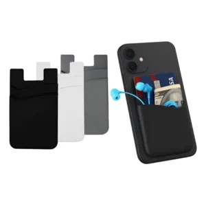 Porta Cartão Celular 2 Slot Utilidade Adesivo Silicone Preto Preto