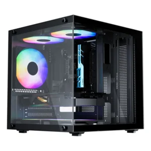 Gabinete Gamer Aquário C/ 5 Cooler Fans Branco Preto Preto Preto