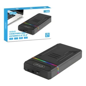 Case Hd Ssd Externo Usb 3.0 Sata 2,5/3,5 4tb Com Fonte Knup Preto
