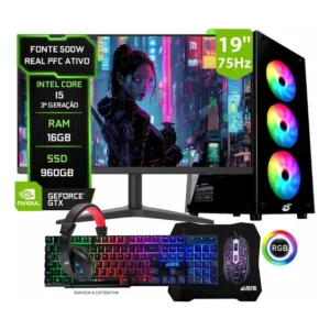 Pc Gamer Completo Setup Ninja Shadow I, Intel Core I5, 16gb Ram, Ssd 960gb, Video 1gb, Monitor 19 , Kit Periféricos