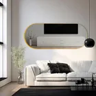 Espelho Grande Corpo Inteiro Moldura Aço 150x60cm Mod Pílula Moldura Dourado - Imagem 4
