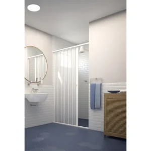 Box Sanfonado Pvc Translúcido L 1,00 X 1,85 A Armação Branco Painel Translucido Fosco