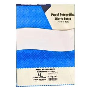 100 Folhas Papel Fotográfico Matte 170g A4 Premium Branco Branco
