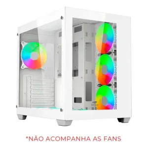 Gabinete Gamer Mid Tower C3Tech Aquarius Branco Vidro Temperado