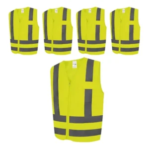 Kit 5 Colete Refletivo Segurança Sinalização Com Bolso Verde