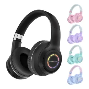 Fone De Ouvido Bluetooth Headset Com Microfone E Led Sn01 Azul-celeste