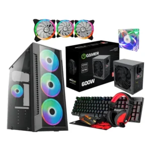 Gabinete Gamer C/ Fonte 600w + Kit Gamer + 4 Fans 120mm/80mm Cor Preto