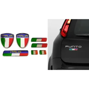 Kit Adesivo Escudo Placa Compatível Com Fiat Itália Resinado