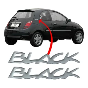 Par De Adesivos Cromado Resinado Compatível Ford Ka Black