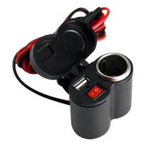 Tomada Carregador Celular Moto 12v Usb Impermeável C/ Tampa Preto 12v