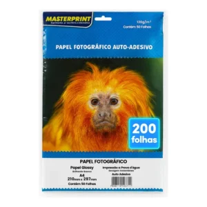 Papel Fotográfico Adesivo A4 Glossy 130g 200 Fls Masterprint Cor Branco