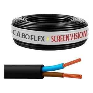 Fio Cabo Pp 2,5mm Flexivel 2x2,5mm 2 Vias Rolo 50 Metros Para Extensão Cor Preto Marca Screen Vision