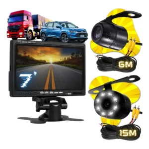 Câmera De Ré Led Câmera Frontal Tela De 7' Cabo 15 Mt Van Nf