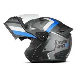 Capacete Integral Robocop Stronger Faster Gladiator Etceter Cor Cinza/azul Tamanho Do Capacete 62 Fosco