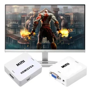 Mini Conversor HDMI para VGA e Áudio P2 Exbom 1080p Alimentação Branca