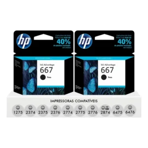 Kit 2 Cartuchos De Tinta Hp 667 Preta 2376 2774 2776 2874