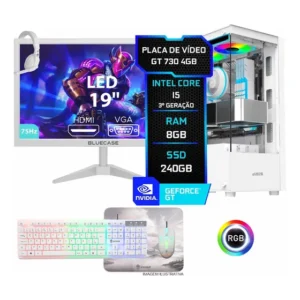 Pc Gamer Completo Setup Ninja Nordic Ii, Intel Core I5, 8gb Ram, Ssd 240gb, Placa De Vídeo 4gb, Monitor 19 , Kit Periféricos