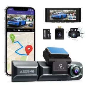 Câmera Veicular 4k GPS Visão Infra-vermelho Azdome Dashcam M550 Uber 99 Y Cartão de 64GB