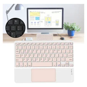 Kit Teclado + Mouse Bluetooth Para Tablet Samsung A9+11 X210 Cor Rosa