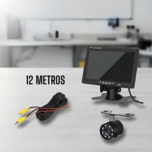 Tela Lcd 7 Câmera Ré Infravermelho Cabo 12 Metros