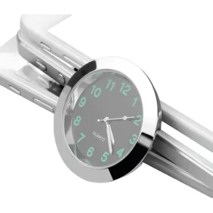 Relógio Automotivo Analógico Prateado Luminoso Painel Carro