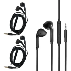 2pcs Fone De Ouvido 1.2m Com Fio 3.5mm Com Microfone Preto Preto