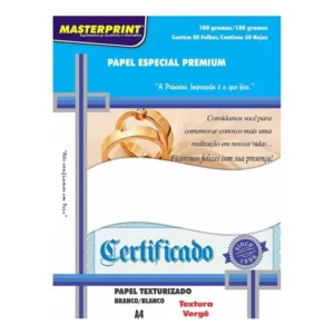Papel Vergê Texturizado 180g A4 Branco Premium Com 50 Folhas