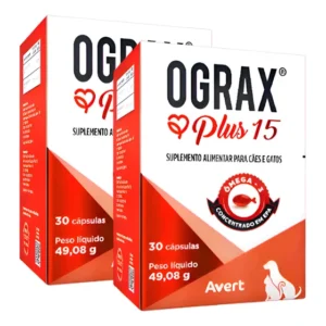 2 Ograx Plus 15 Suplemento Alimentar 30 Cáp Cães E Gatos Kit