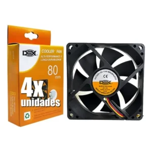 Ventilador Cooler Ventoinha Fan 80x80x25mm 80mm 12v Kit 4 Un Preto