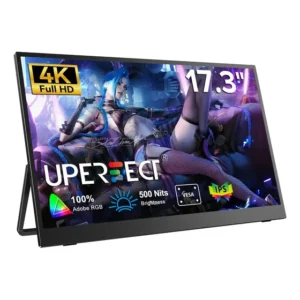 Monitor Gamer Portátil Uperfect 17.3 Pulgadas 4k 3840x2160 Uhd 500 Nits 100% Dci-p3 ,qled Freesync Hdr Dual Speaker Pc Tela ,com Vesa E Suporte ,hdmi&usb-c , Para Laptop Win11 Mac Phone Ps Xbox Switch
