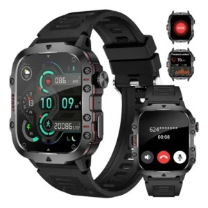 Relógio Masculina Inteligente Smartwatch Esportivo Militar Caixa Preto Pulseira Preto Bisel Preto Desenho Da Pulseira Preto
