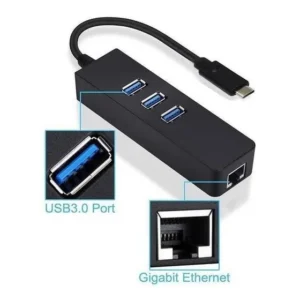Tipo-c 3.0 Hub + Gigabit Hub 3 Portas Usb 3.0 Gigabit Rj 45