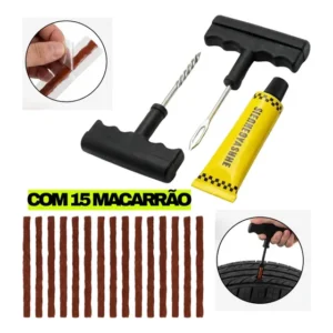 Kit Reparo Pneu Remendo Furo Carro Moto Com + Refil Macarrão