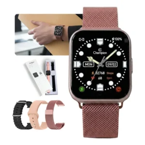 Relógio Smart Champion Lançamento Feminino Pulseira Preto Rosa