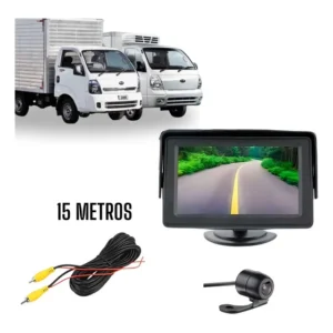 Monitor Lcd Câmera Ré Cabo De Imagem 15 Metros