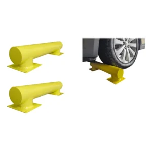 2 Bate Rodas Limitador Vaga Garagem Estacionamento 50 Cm Aço Cor Amarelo